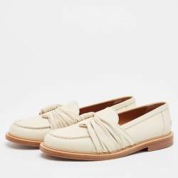 Chloe Cream Leather C Slip On Loafers Size 40