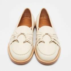 Chloe Cream Leather C Slip On Loafers Size 40