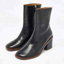 Pre Owned Chloe Black Leather Zip Up Ankle Length Boots Size 39