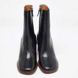 Pre Owned Chloe Black Leather Zip Up Ankle Length Boots Size 39