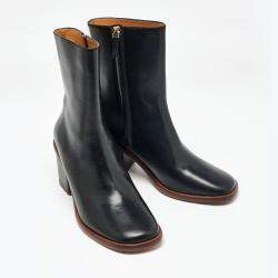 Pre Owned Chloe Black Leather Zip Up Ankle Length Boots Size 39