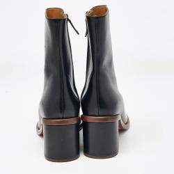 Pre Owned Chloe Black Leather Zip Up Ankle Length Boots Size 39