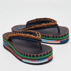 Chloé Multicolor Fabric and Rubber Thong Sandals Size 35