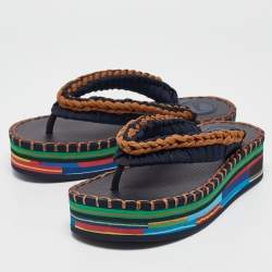 Chloé Multicolor Fabric and Rubber Thong Sandals Size 35