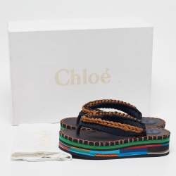 Chloé Multicolor Fabric and Rubber Thong Sandals Size 35