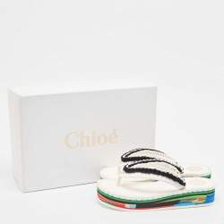 Chloe Black/White Woven Fabric Lou Thong  Sandals Size 40