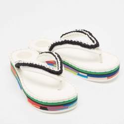 Chloe Black/White Woven Fabric Lou Thong  Sandals Size 40