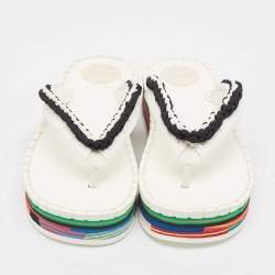 Chloe Black/White Woven Fabric Lou Thong  Sandals Size 40