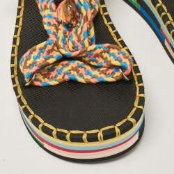 Chloé Multicolor Knit Fabric Ankle Strap Sandals Size 36