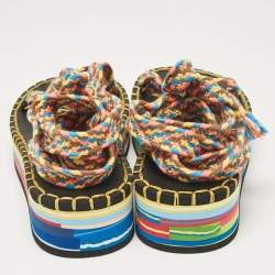 Chloé Multicolor Knit Fabric Ankle Strap Sandals Size 36