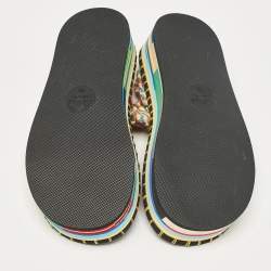 Chloé Multicolor Knit Fabric Ankle Strap Sandals Size 36