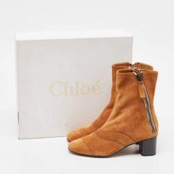 Chloe Brown Suede Ankle Booties Size 36