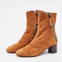 Chloe Brown Suede Ankle Booties Size 36