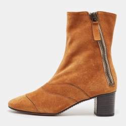 Chloe Brown Suede Ankle Booties Size 36