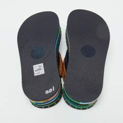 Chloe Multicolor Knit Fabric Lou Platform Thong Sandals Size 36