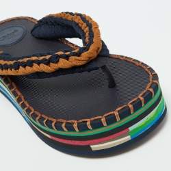 Chloe Multicolor Knit Fabric Lou Platform Thong Sandals Size 36