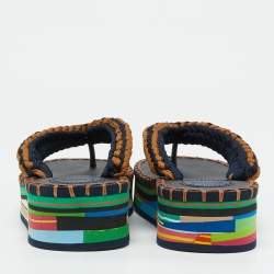 Chloe Multicolor Knit Fabric Lou Platform Thong Sandals Size 36