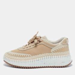 Chloe Beige Suede and Leather Nama Sneakers Size 39