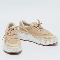 Chloe Beige Suede and Leather Nama Sneakers Size 39