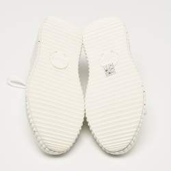 Chloe White Knit Fabric and Suede Nama Sneakers Size 39