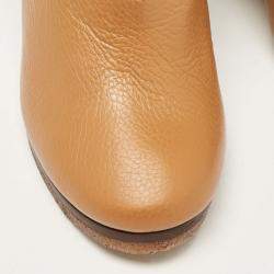 Chloe Brown Leather Lace Up Wedge Ankle Boots Size 37.5