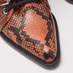 Chloe Brown Python Embossed Leather Rylee Ankle Boots Size 34.5