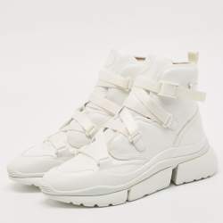 مملوكة مسبقًا Chloe White Leather Sonnie High Top Sneakers Size 41