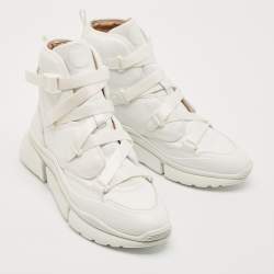 مملوكة مسبقًا Chloe White Leather Sonnie High Top Sneakers Size 41