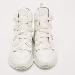 مملوكة مسبقًا Chloe White Leather Sonnie High Top Sneakers Size 41