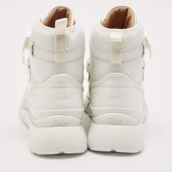مملوكة مسبقًا Chloe White Leather Sonnie High Top Sneakers Size 41