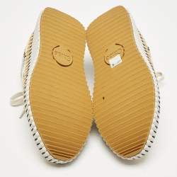 Pre Owned Chloe Multicolor Knit Fabric and Suede Nama Low Top Sneakers Size 38