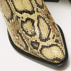 Pre Owned Chloe Yellow Python Embossed Leather Rylee Ankle Boots Size 39