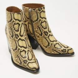 Pre Owned Chloe Yellow Python Embossed Leather Rylee Ankle Boots Size 39