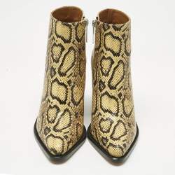 Pre Owned Chloe Yellow Python Embossed Leather Rylee Ankle Boots Size 39