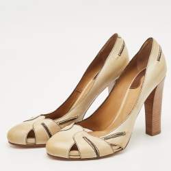 Pre Owned Chloe Beige Ombre Leather Cut Out Pumps Size 40