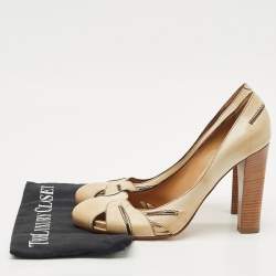 Pre Owned Chloe Beige Ombre Leather Cut Out Pumps Size 40