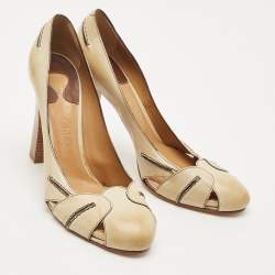 Pre Owned Chloe Beige Ombre Leather Cut Out Pumps Size 40