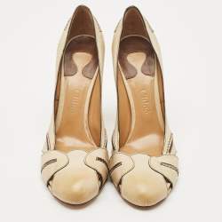 Pre Owned Chloe Beige Ombre Leather Cut Out Pumps Size 40