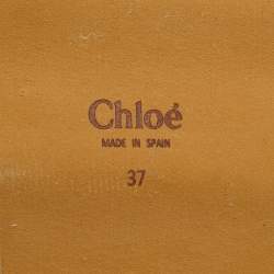 Pre Owned Chloe Black Woven Crochet Wavy Flat Slides Size 37