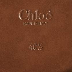 Pre Owned حذاء لوفرز كلوي جلد بني بالشعار حرف سي سهل الارتداء مقاس 40.5