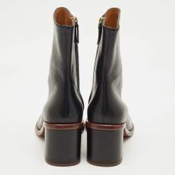 Pre Owned حذاء بوت طول الكاحل كلوي ميجان جلد أسود مقاس 37