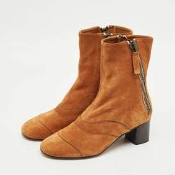 مملوكة مسبقًا Chloe Brown Suede Lexie Ankle Length Boots Size 36