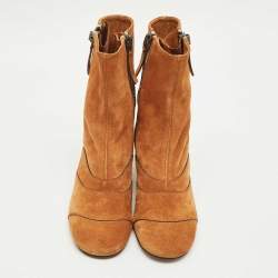 مملوكة مسبقًا Chloe Brown Suede Lexie Ankle Length Boots Size 36