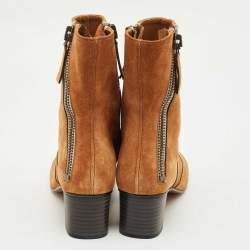 مملوكة مسبقًا Chloe Brown Suede Lexie Ankle Length Boots Size 36