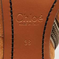مملوكة مسبقًا Chloe Brown Suede Lexie Ankle Length Boots Size 36