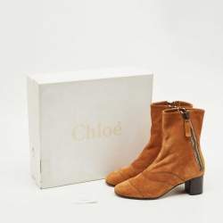 مملوكة مسبقًا Chloe Brown Suede Lexie Ankle Length Boots Size 36