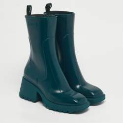 Pre Owned Chloé Green Rubber Betty Rain Boots Size 41