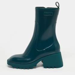 Pre Owned Chloé Green Rubber Betty Rain Boots Size 41