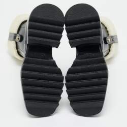Pre Owned Chloé Black Rubber and Shearling Fur Betty Rain Boots Size 36