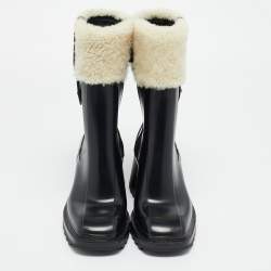 Pre Owned Chloé Black Rubber and Shearling Fur Betty Rain Boots Size 36